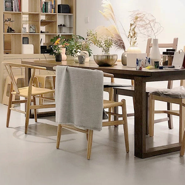 Solid Wood Top Dining Table Contemporary Rectangle Dining Table with Sled Base