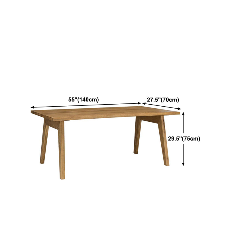 Table à manger avec plateau en bois massif, table rectangulaire de luxe traditionnelle avec 4 pieds en bois