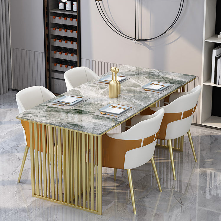 Luxury Sintered Stone Dining Table Rectangle Table with Double Pedestal