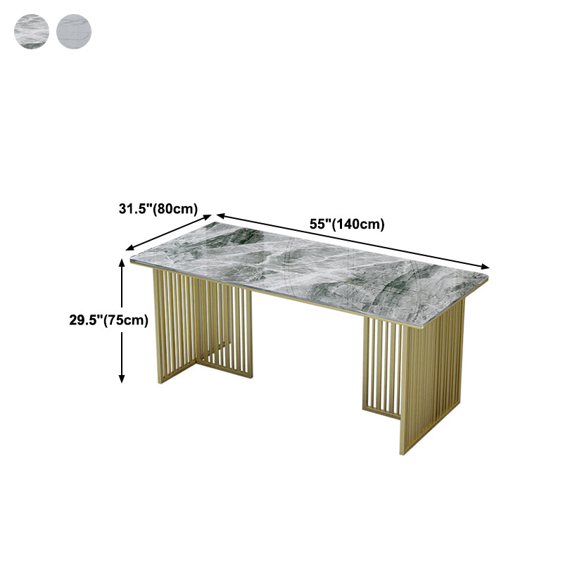 Luxury Sintered Stone Dining Table Rectangle Table with Double Pedestal