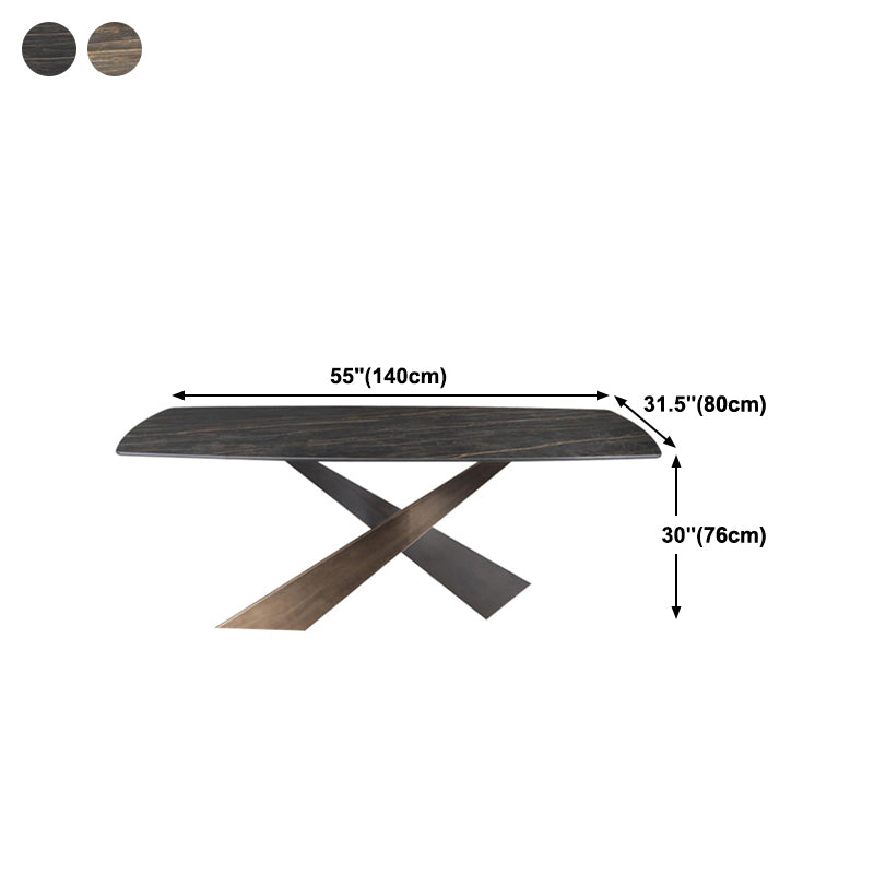 Traditional Luxury Dining Table Stone and Metal Pedestal Casual Dining Table