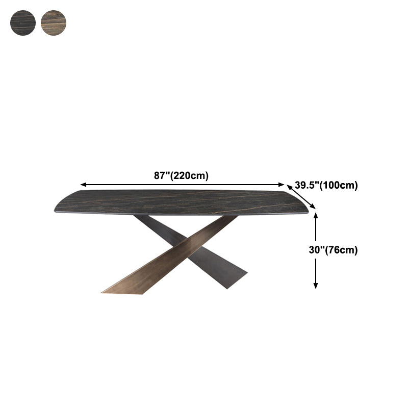 Traditional Luxury Dining Table Stone and Metal Pedestal Casual Dining Table