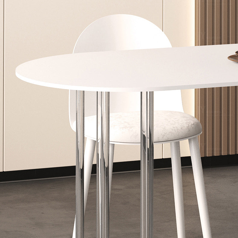 White Stone Dining Table Contemporary Dining Table with Sled Base
