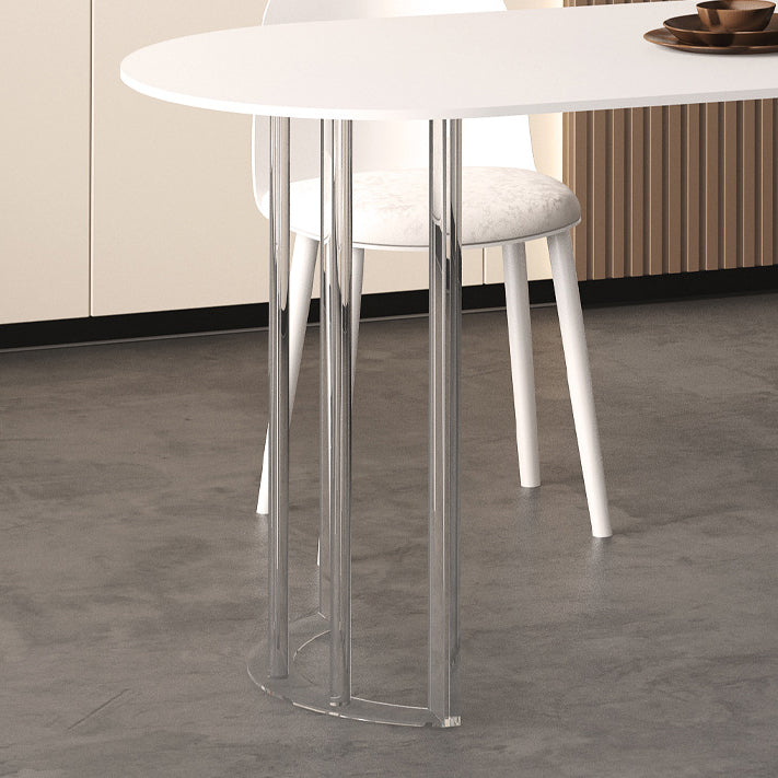 White Stone Dining Table Contemporary Dining Table with Sled Base