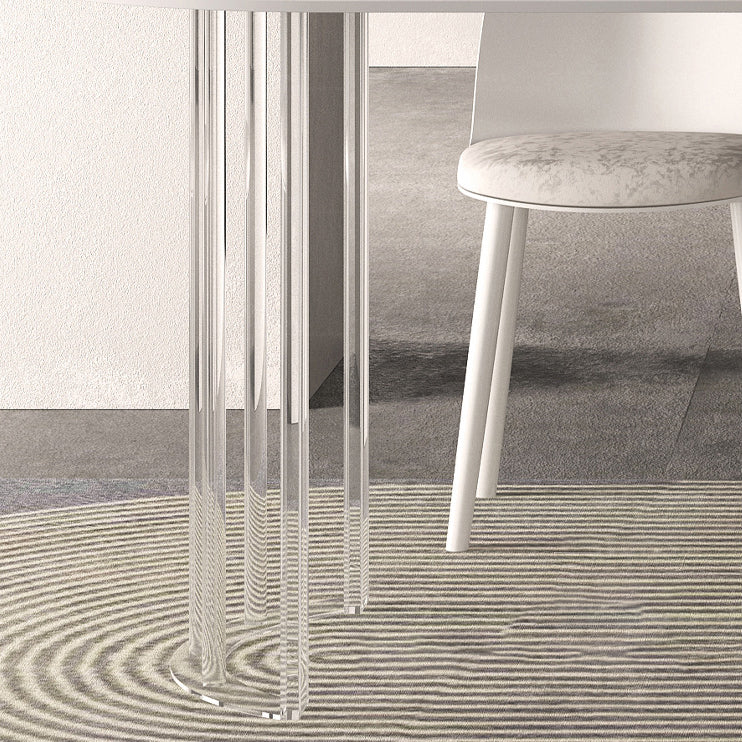 White Stone Dining Table Contemporary Dining Table with Sled Base
