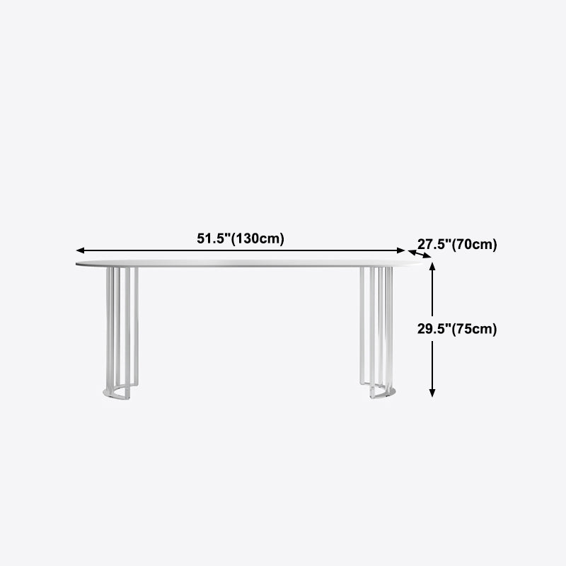 White Stone Dining Table Contemporary Dining Table with Sled Base