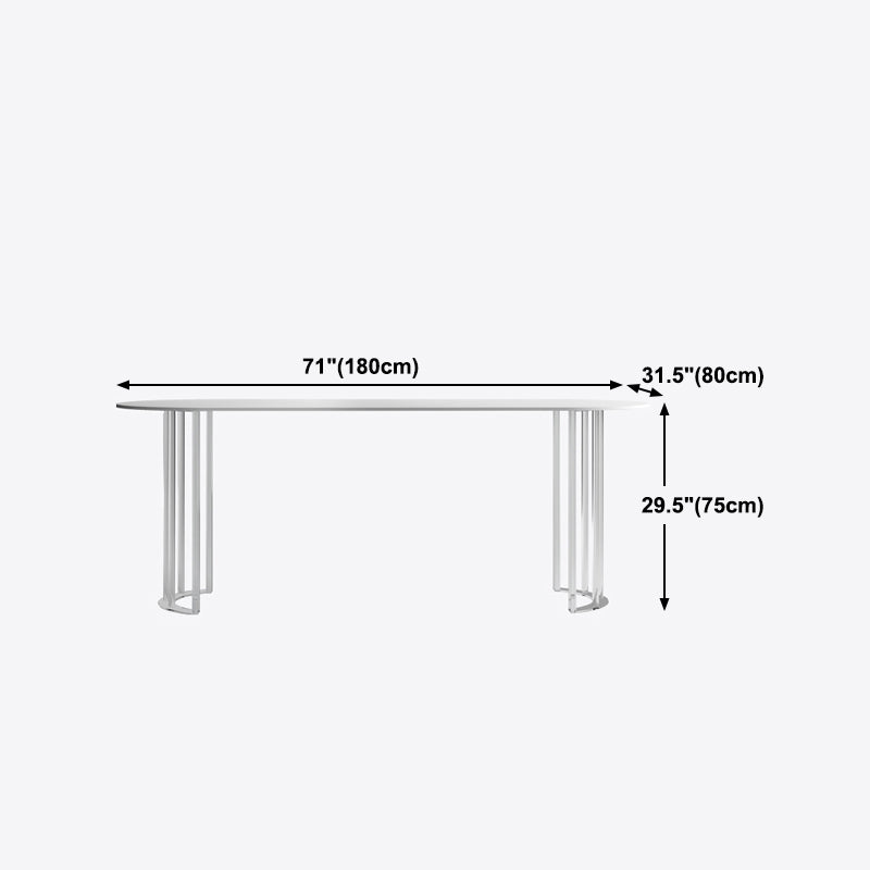 White Stone Dining Table Contemporary Dining Table with Sled Base