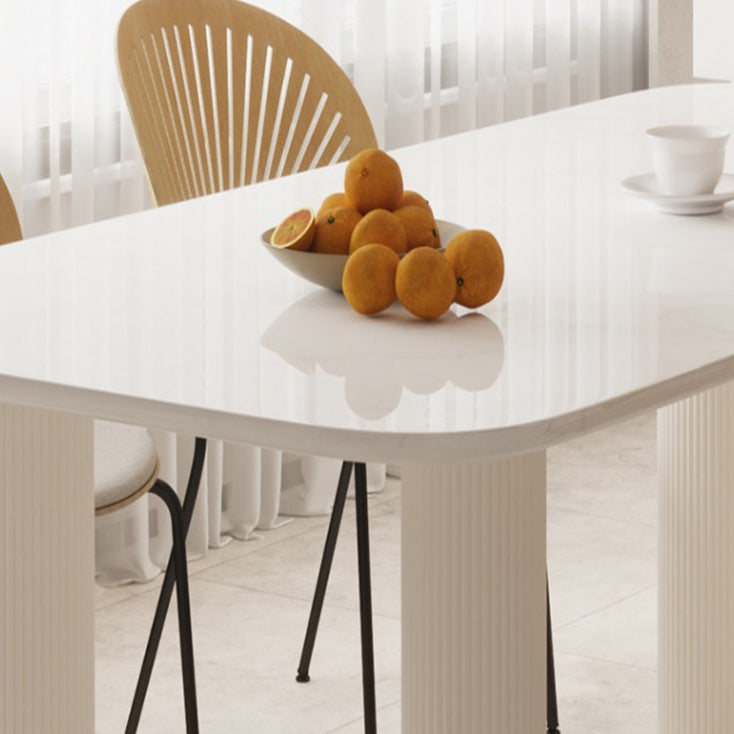 Modern Style Dining Table Rectangle Stone White Dining Table with 4 Legs