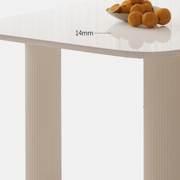 Modern Style Dining Table Rectangle Stone White Dining Table with 4 Legs