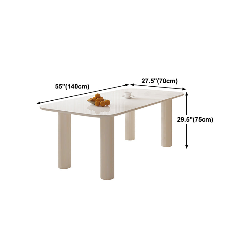 Modern Style Dining Table Rectangle Stone White Dining Table with 4 Legs
