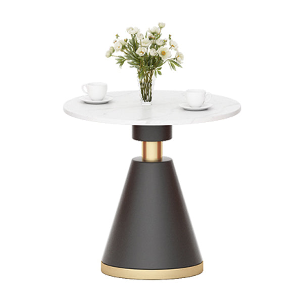 Luxury Sintered Stone Top Dining Table Indoor Round Table with Metal Pedestal