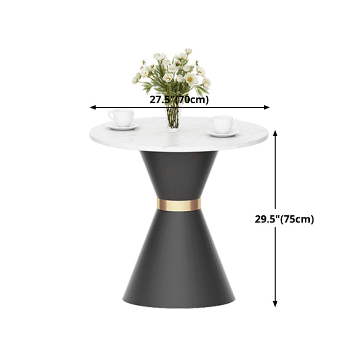 Luxury Sintered Stone Top Dining Table Indoor Round Table with Metal Pedestal