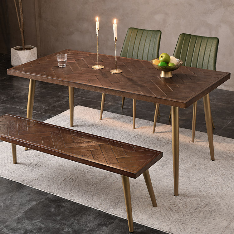Rectangle Dining Side Table Traditional Luxury Solid Wood Dinner Table with 4 Legs