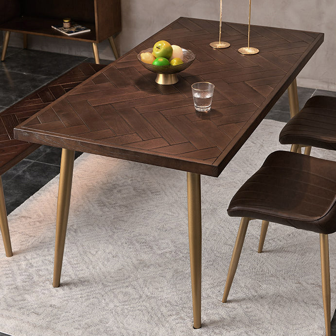 Rectangle Dining Side Table Traditional Luxury Solid Wood Dinner Table with 4 Legs