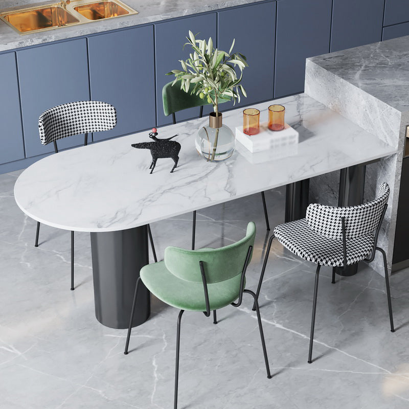 Metal Contemporary Freeform Dining Table White Sintered Stone Top Table with 3 Legs