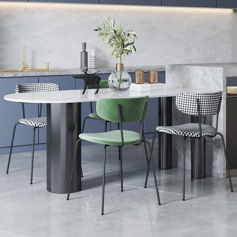 Metal Contemporary Freeform Dining Table White Sintered Stone Top Table with 3 Legs