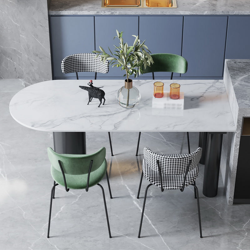 Metal Contemporary Freeform Dining Table White Sintered Stone Top Table with 3 Legs