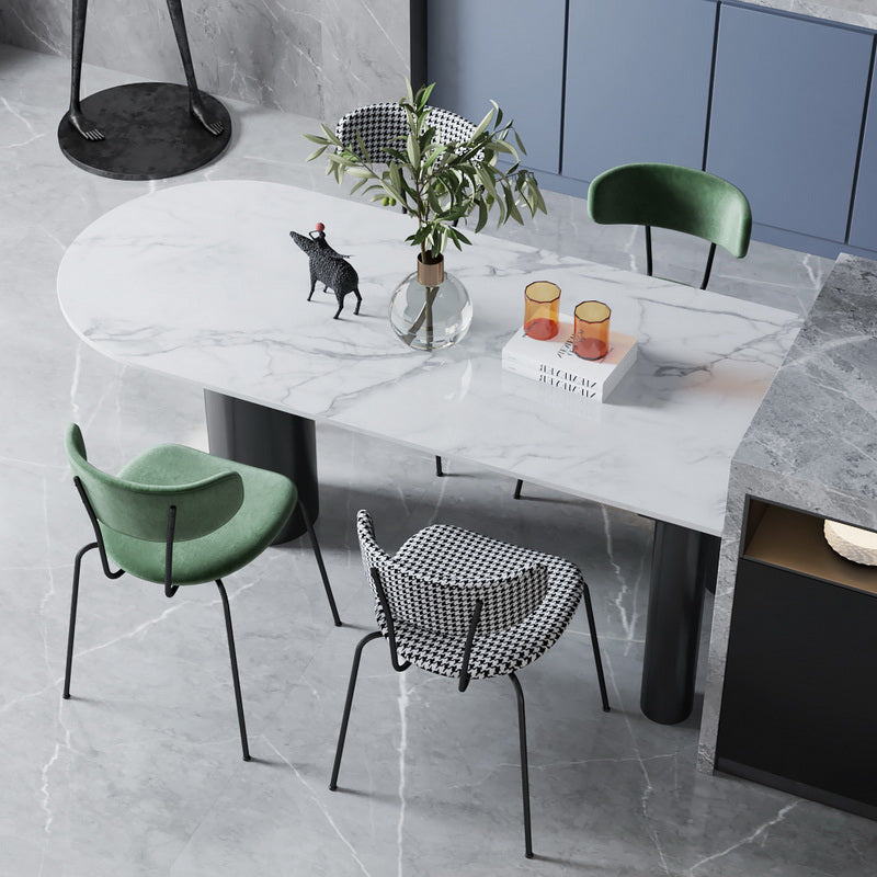 Metal Contemporary Freeform Dining Table White Sintered Stone Top Table with 3 Legs