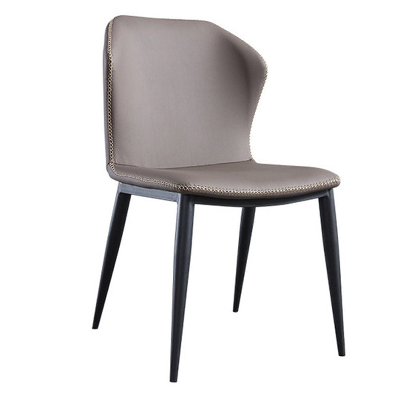 Leather Contemporary Style Dining Chair Matte Finish Wingback Side Chair