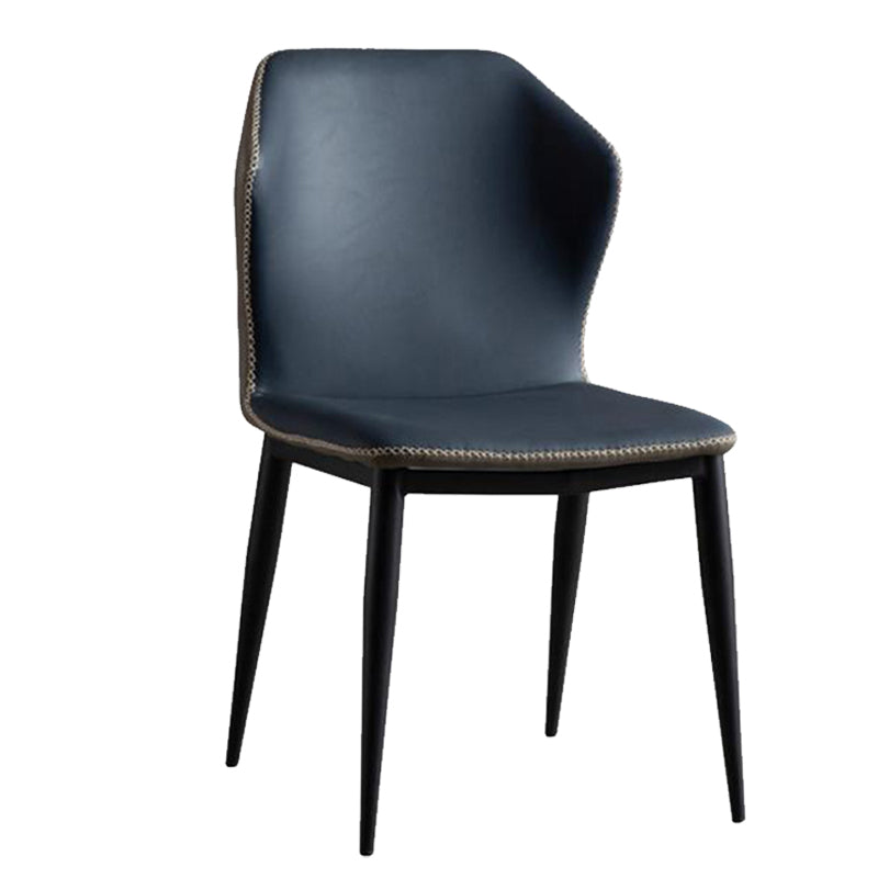 Leather Contemporary Style Dining Chair Matte Finish Wingback Side Chair