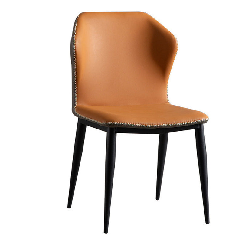 Leather Contemporary Style Dining Chair Matte Finish Wingback Side Chair