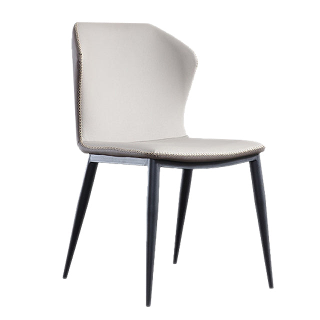 Leather Contemporary Style Dining Chair Matte Finish Wingback Side Chair
