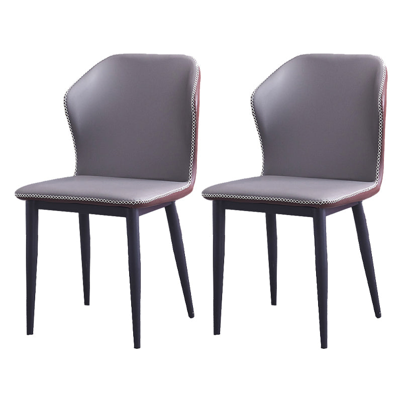 Armless Dining Chairs Contemporary Faux Leather Side Chairs for Dining Room