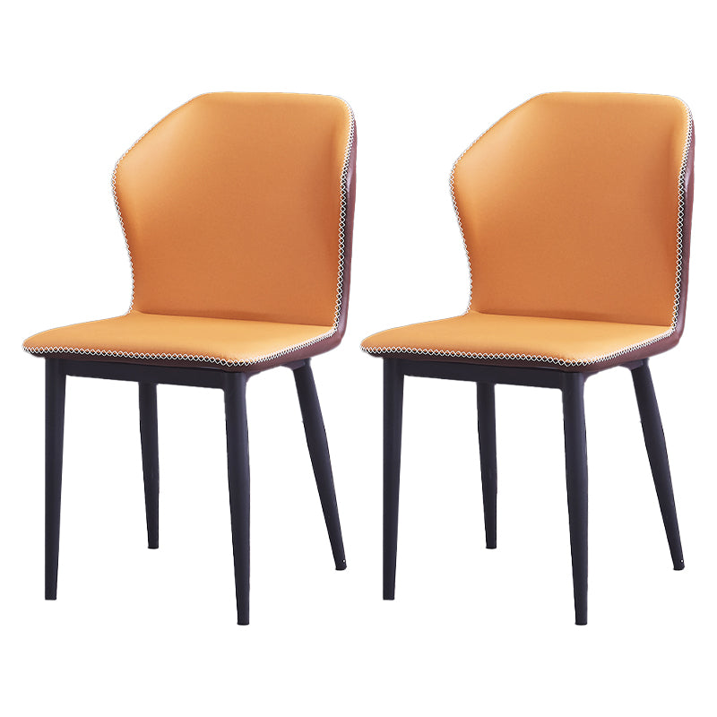 Armless Dining Chairs Contemporary Faux Leather Side Chairs for Dining Room