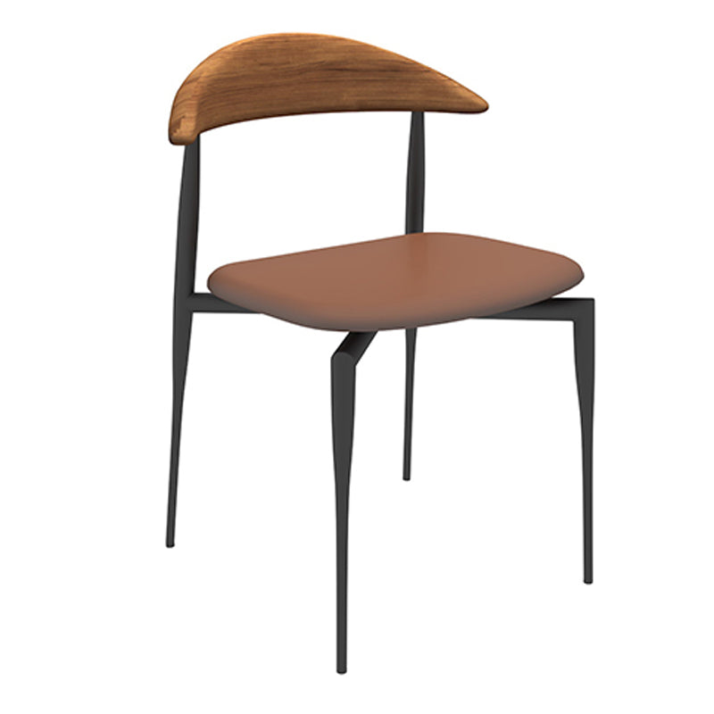 Faux Leather Side Chair Contemporary Open Back Dining Room Chair