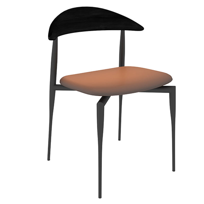 Faux Leather Side Chair Contemporary Open Back Dining Room Chair
