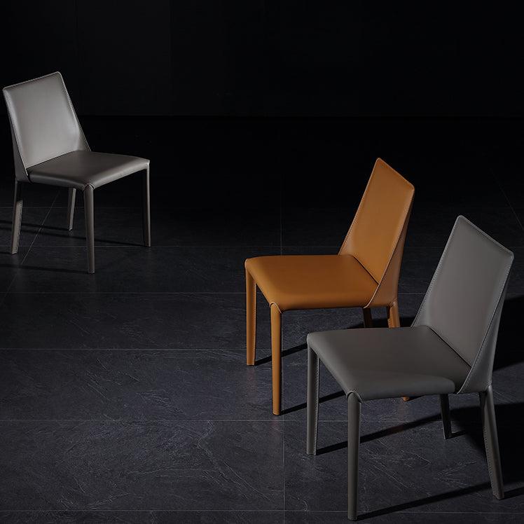 Glam Dining Room Armless Chairs Faux Leather Metal Base Dining Chairs