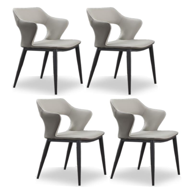 Metal Contemporary Dining Room Chair Metallic Finish Open Back Dining Side Chair