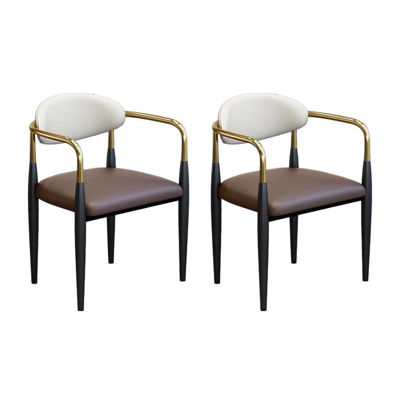 Modern Style Arm Chair Leather Open Back Dining Chair for Dining Room