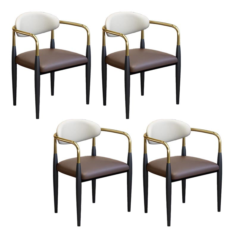 Modern Style Arm Chair Leather Open Back Dining Chair for Dining Room