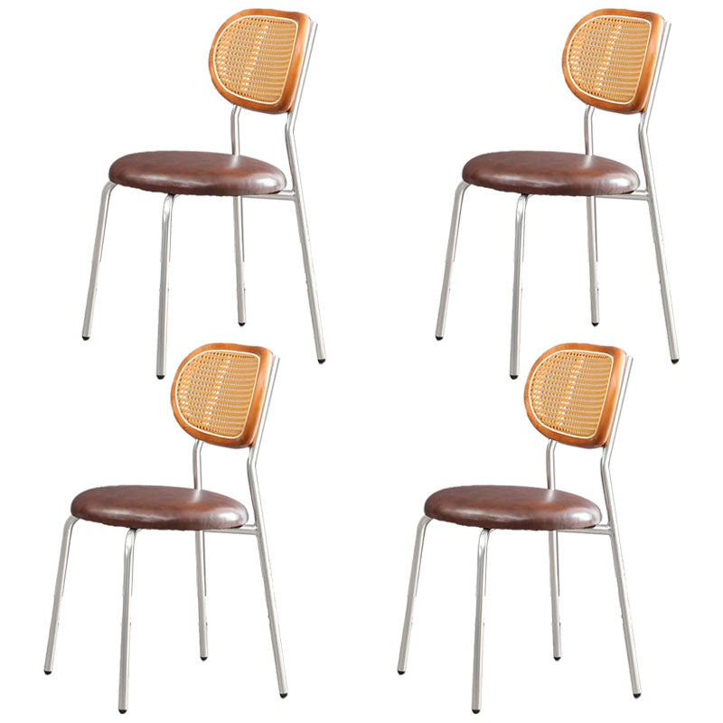 Faux Leather Armless Dining Chair Contemporary Open Back Dining Room Side Chair