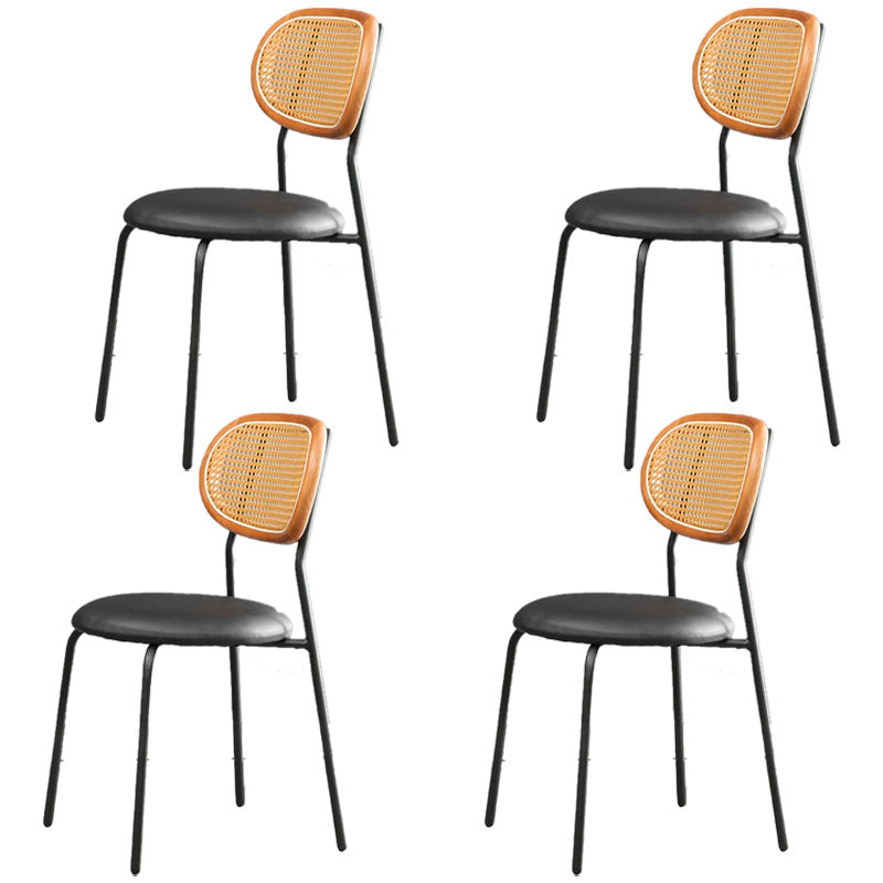 Faux Leather Armless Dining Chair Contemporary Open Back Dining Room Side Chair
