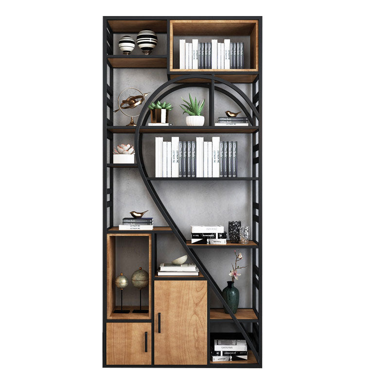 79"H Bookcase Open Back Industrial Style Bookshelf for Study Room Home Office