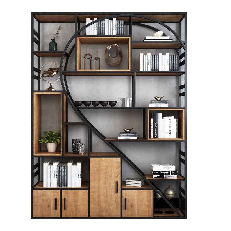 79"H Bookcase Open Back Industrial Style Bookshelf for Study Room Home Office