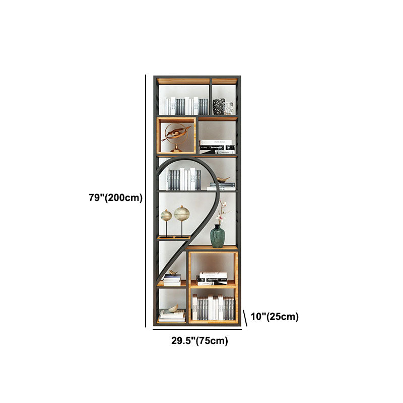 79"H Bookcase Open Back Industrial Style Bookshelf for Study Room Home Office
