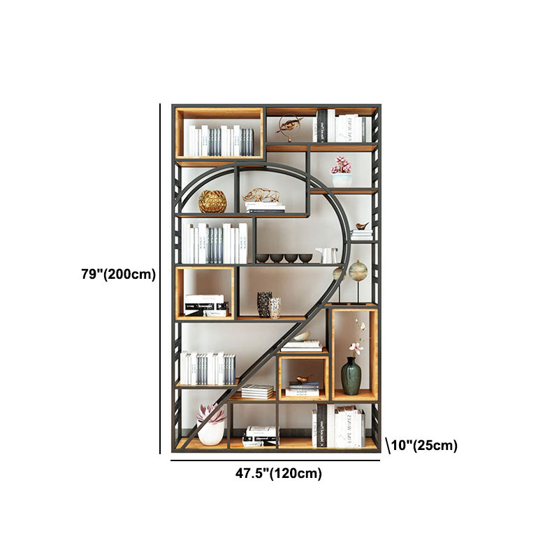 79"H Bookcase Open Back Industrial Style Bookshelf for Study Room Home Office