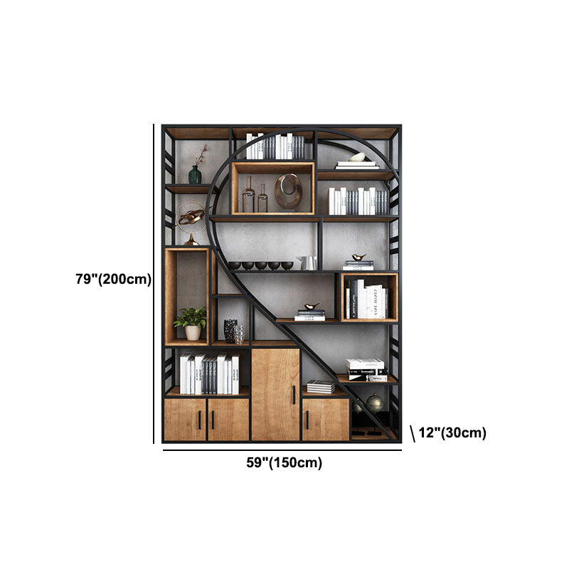 79"H Bookcase Open Back Industrial Style Bookshelf for Study Room Home Office