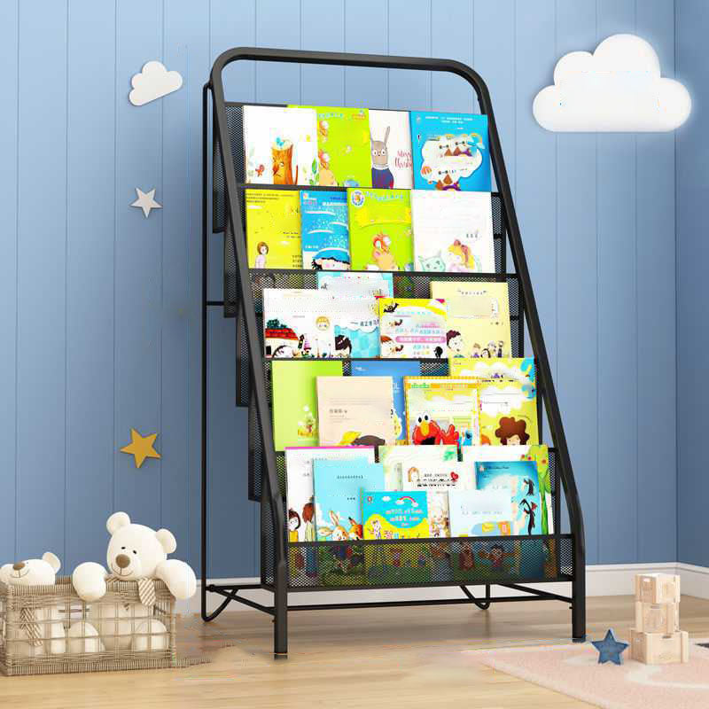 Industrial Iron Ladder Bookshelf White and Black Closed Back Bookcase for Home