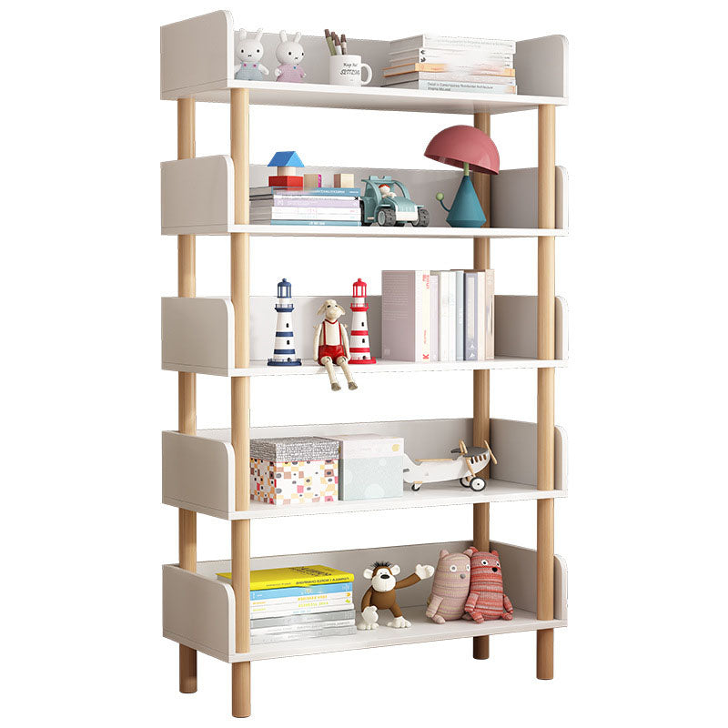 Scandinavian Vertical Bookshelf Open Etagere Manufactured Wood and Solid Wood Bookcase