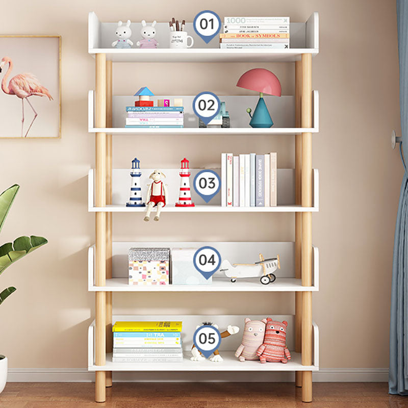 Scandinavian Vertical Bookshelf Open Etagere Manufactured Wood and Solid Wood Bookcase