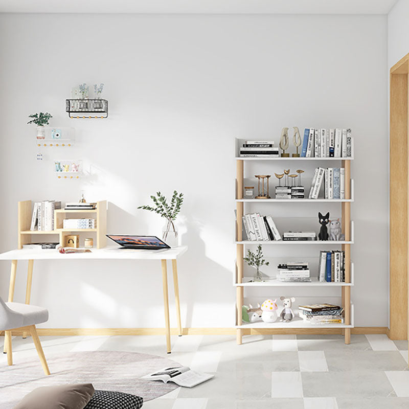 Scandinavian Vertical Bookshelf Open Etagere Manufactured Wood and Solid Wood Bookcase