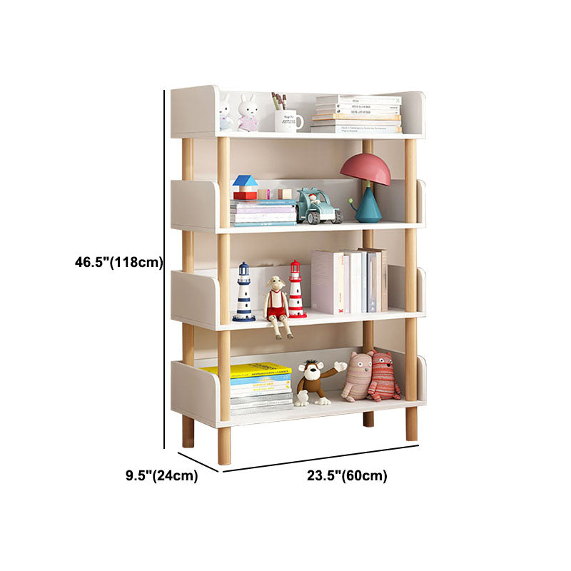 Scandinavian Vertical Bookshelf Open Etagere Manufactured Wood and Solid Wood Bookcase