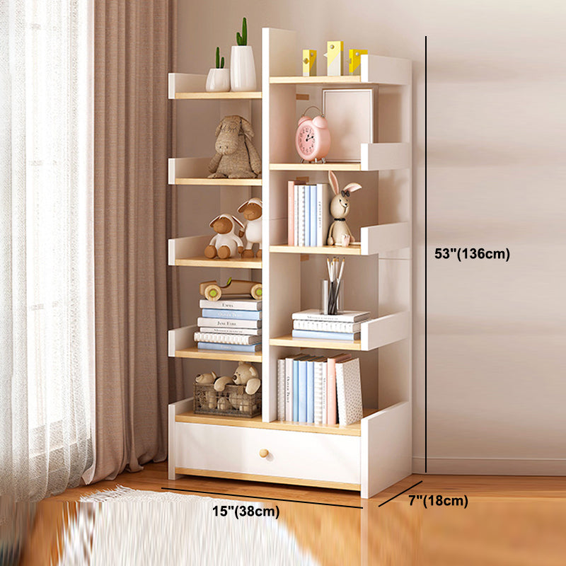 Scandinavian Manufactured Wood Etagere Bookshelf Vertical Open Bookcase for Home