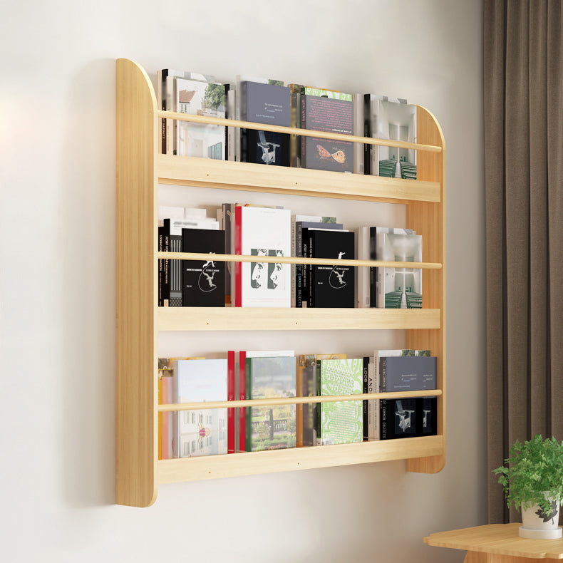 Contemporary Wall Unit Bookshelf Natural Pine Wood Bookcase for Bedroom