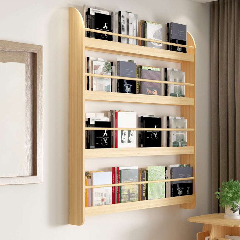 Contemporary Wall Unit Bookshelf Natural Pine Wood Bookcase for Bedroom