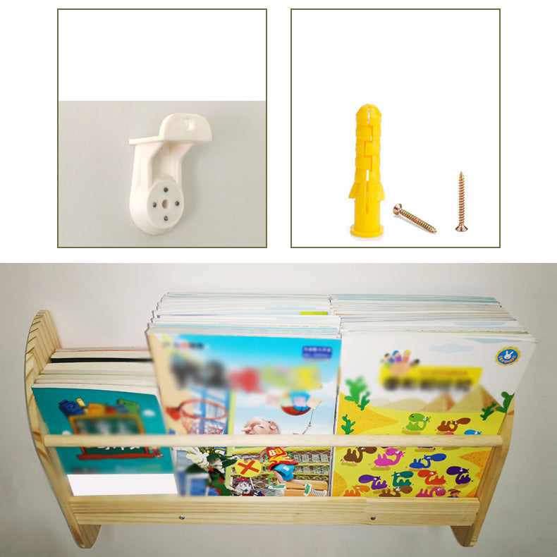 Contemporary Wall Unit Bookshelf Natural Pine Wood Bookcase for Bedroom